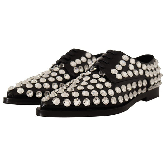 Dolce & Gabbana Crystal-Embellished Leather Formal Flats Dolce & Gabbana Black
