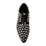 Dolce & Gabbana Black Leather Crystals Lace Up Formal Shoes LA9662 - 41