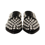 Dolce & Gabbana Black Leather Crystals Lace Up Formal Shoes LA9662 - 41