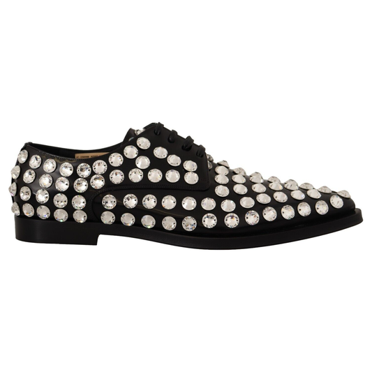 Dolce & Gabbana Crystal-Embellished Leather Formal Flats Dolce & Gabbana Black