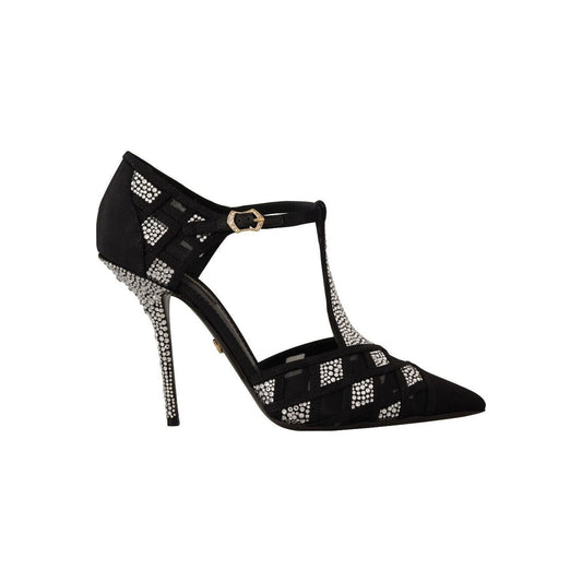 Dolce & Gabbana Elegant Crystal-Embellished Suede Pumps Dolce & Gabbana Black