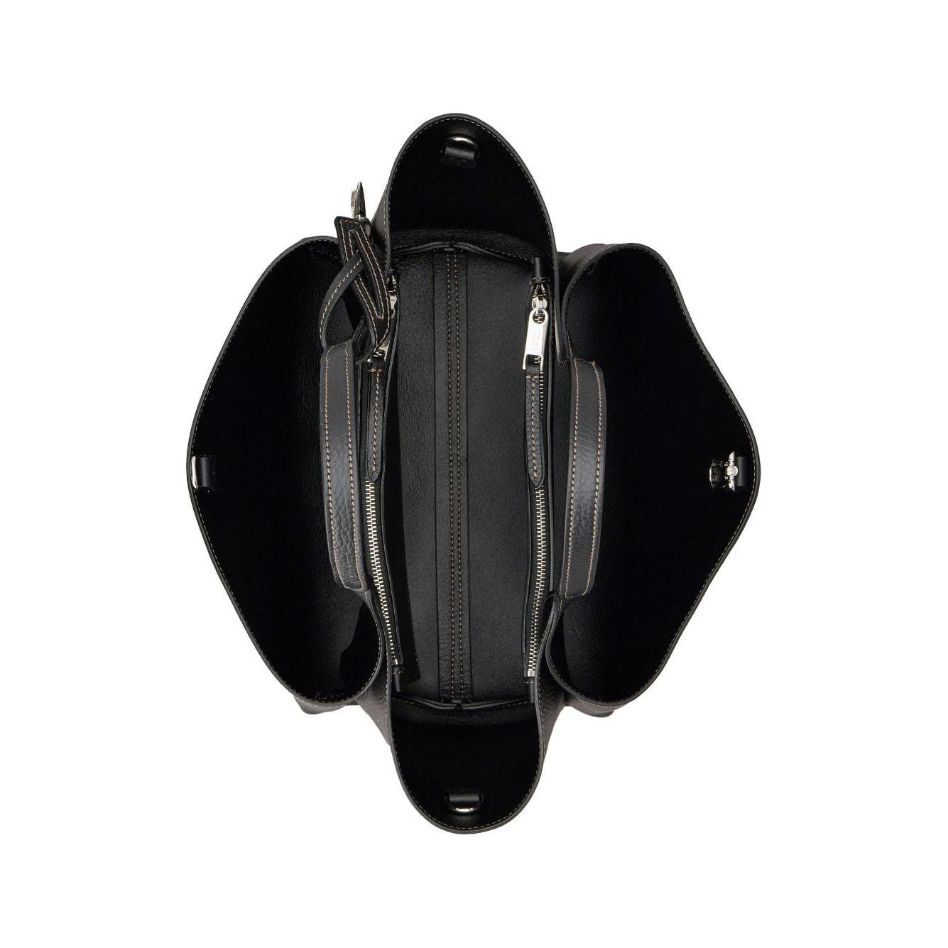 Front view with bag zipped and handles upright.