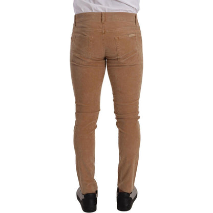 Dolce & Gabbana Brown Corduroy Cotton Skinny Slim Fit Jeans Dolce & Gabbana