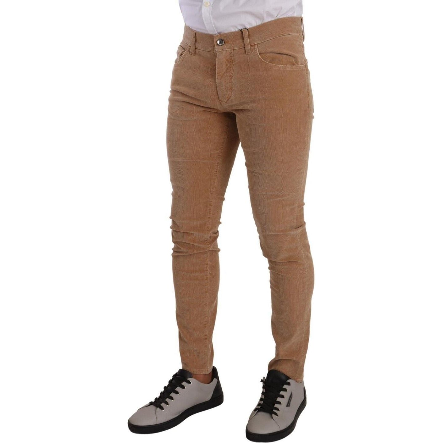 Dolce & Gabbana Brown Corduroy Cotton Skinny Slim Fit Jeans Dolce & Gabbana