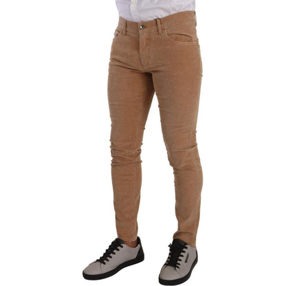 Dolce & Gabbana Brown Corduroy Cotton Skinny Slim Fit Jeans Dolce & Gabbana