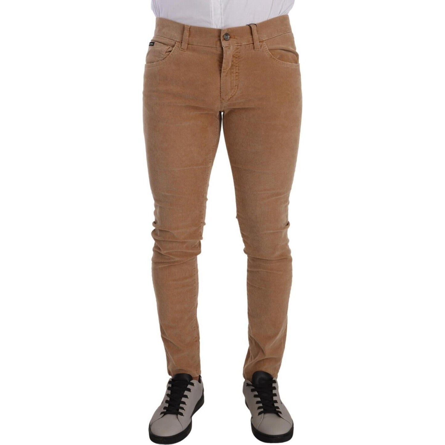 Dolce & Gabbana Brown Corduroy Cotton Skinny Slim Fit Jeans Dolce & Gabbana