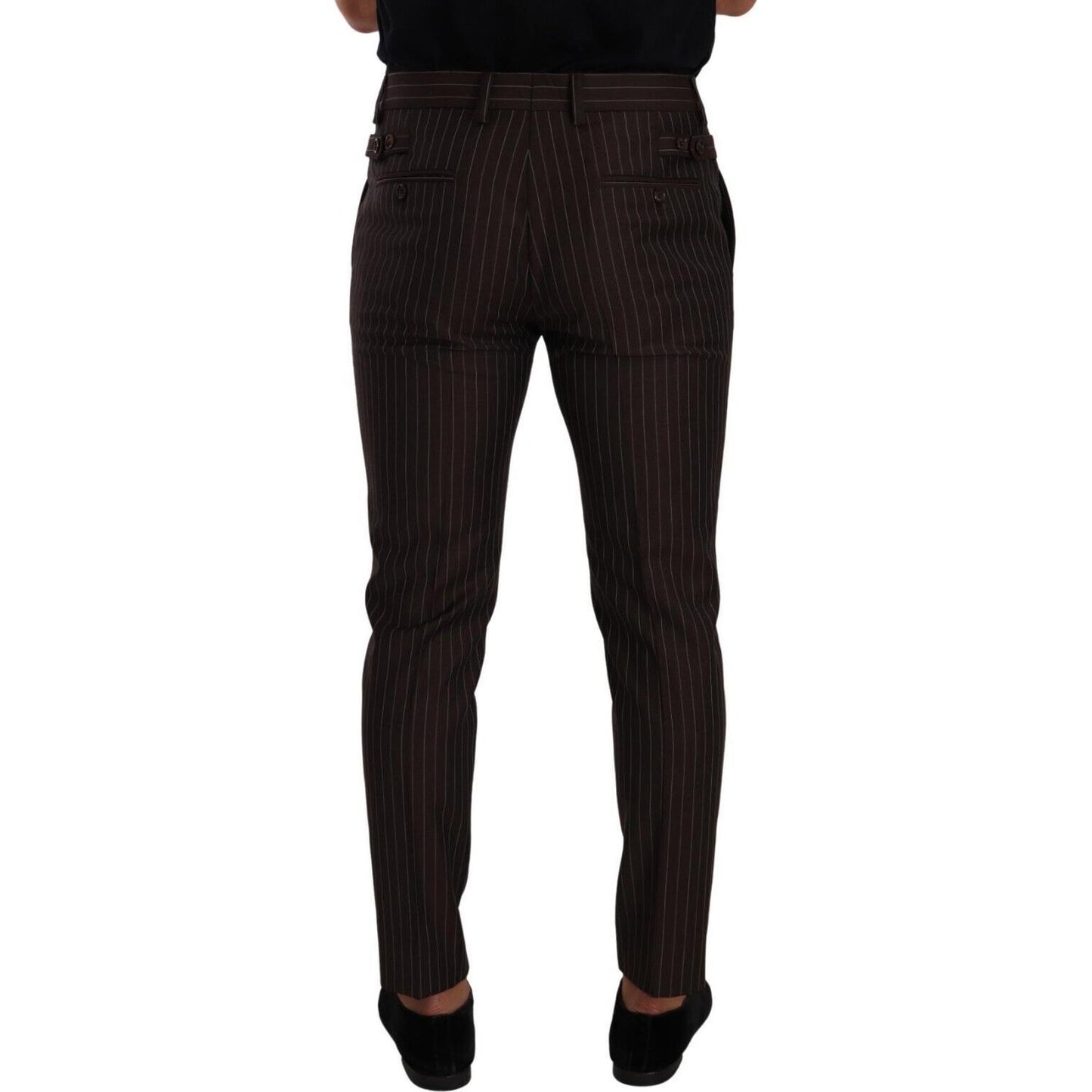 Dolce & Gabbana Brown Striped Wool Formal Trouser Dress Pants Dolce & Gabbana