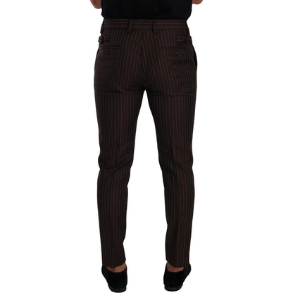 Dolce & Gabbana Brown Striped Wool Formal Trouser Dress Pants Dolce & Gabbana