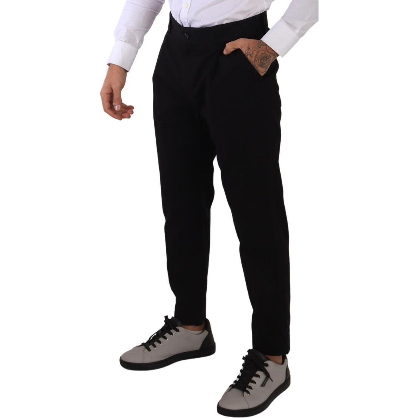 Dolce & Gabbana Black Cotton Stretch Chinos Trouser Jeans Dolce & Gabbana