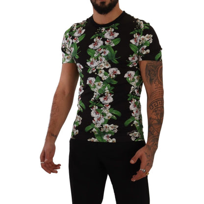 Dolce & Gabbana Black Floral Print Crewneck T-shirt