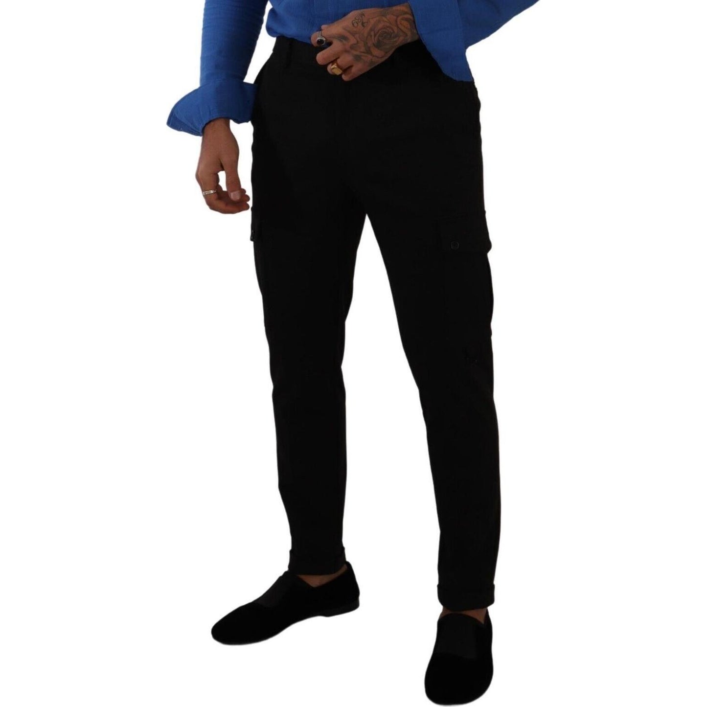 Dolce & Gabbana Black Viscose Skinny Cargo Trouser Pants Dolce & Gabbana