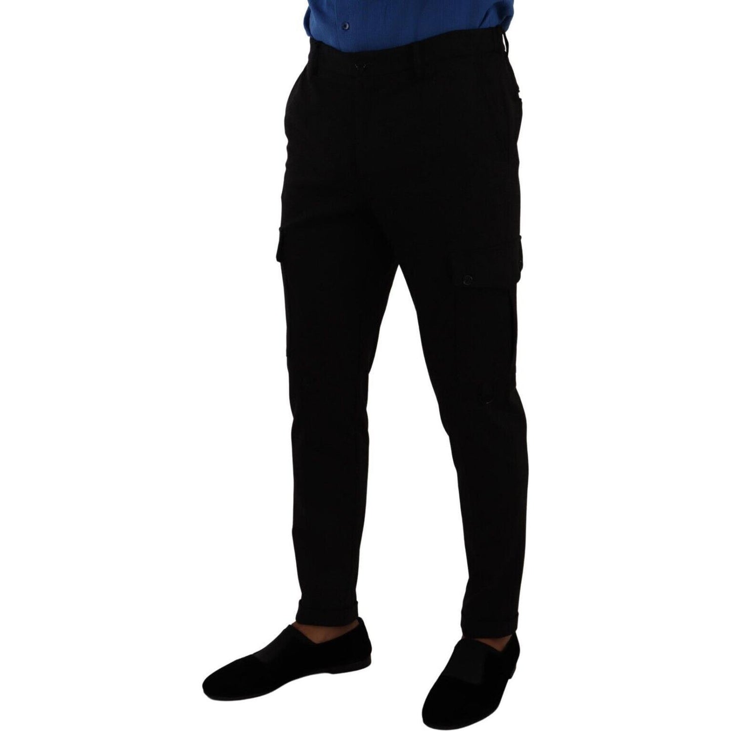 Dolce & Gabbana Black Viscose Skinny Cargo Trouser Pants Dolce & Gabbana