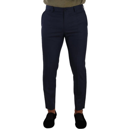 Dolce & Gabbana Dark Blue Wool Skinny Formal Dress Pants