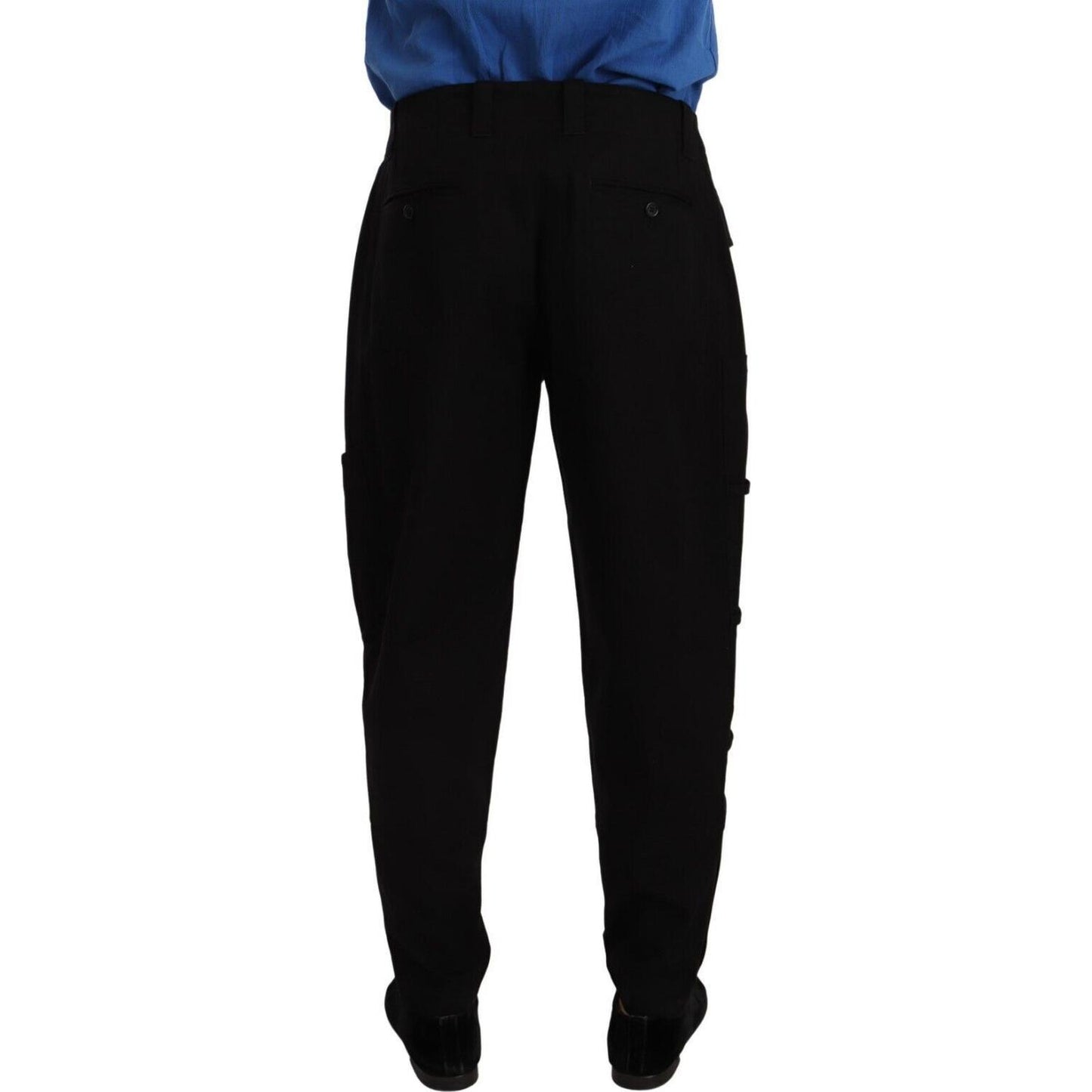 Dolce & Gabbana Black Cotton Stretch Tapered Cargo Pants