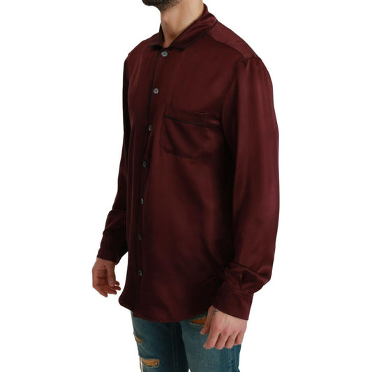 Dolce & Gabbana Bordeaux Silk Pajama Casual Shirt TSH4616- 40