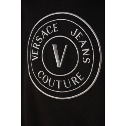 Versace Jeans Black Cotton Logo Details Hooded Sweatshirt Versace Jeans