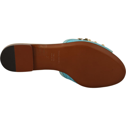 Dolce & Gabbana Exquisite Crystal-Embellished Exotic Leather Sandals Dolce & Gabbana Saddle Brown