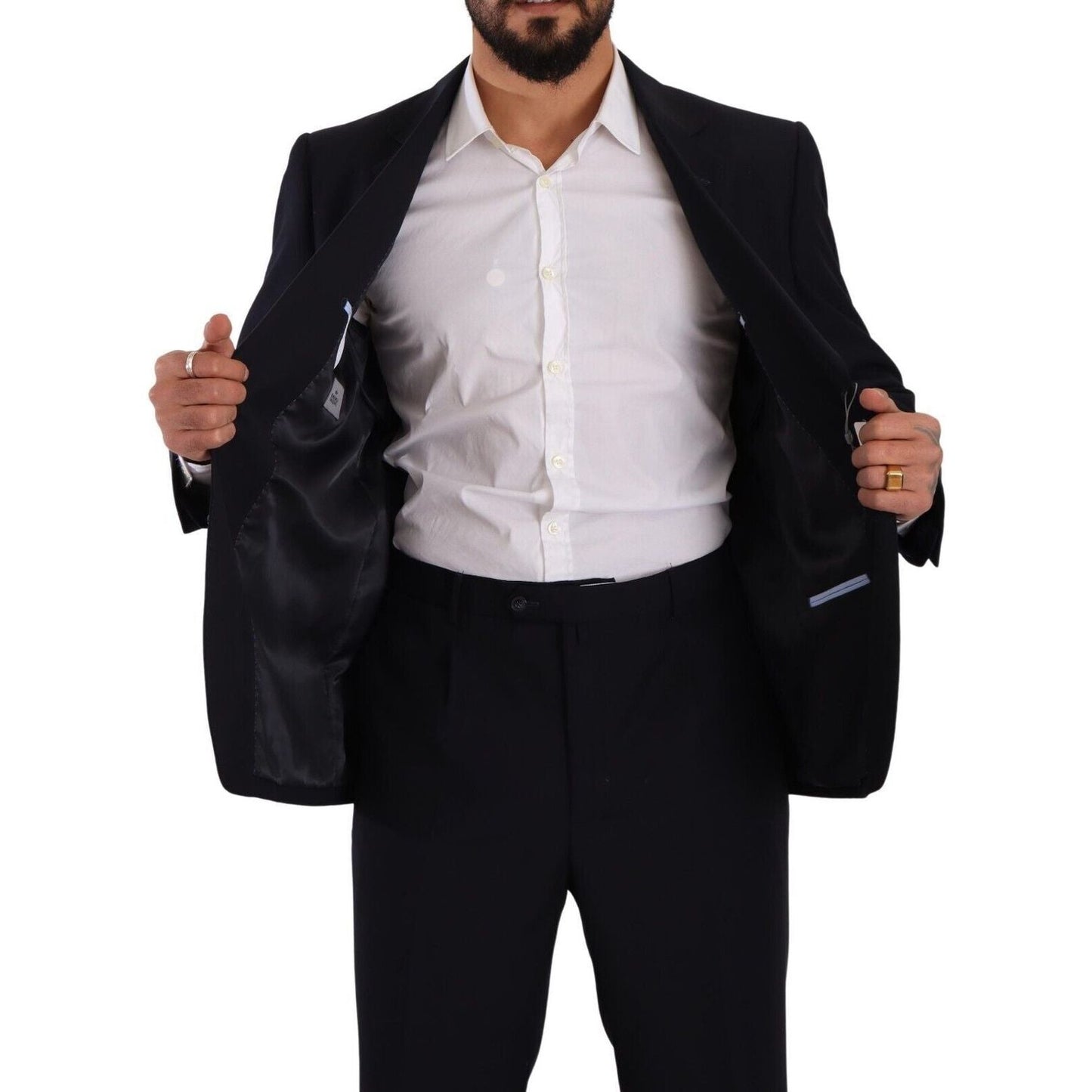 Domenico Tagliente Blue Polyester Single Breasted Formal Suit