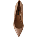 Dolce & Gabbana Elegant Beige Leather Pumps Dolce & Gabbana Dark Olive Green