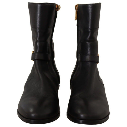 Dolce & Gabbana Elegant Leather Biker Boots Dolce & Gabbana Black