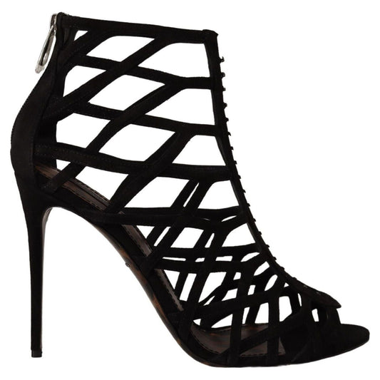 Dolce & Gabbana Elegant Black Suede Heels Sandals Dolce & Gabbana Black