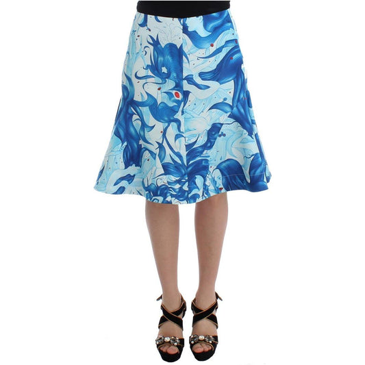 Koonhor Blue Peplum Fresco-Print Straight Pencil Skirt 1728,67345645728,Blue,Clothing,IT42|M,Koonhor,Material: 100% Polyester,Midi - Skirts - Clothing,New with tags,Skirts - Clothing,Skirts - Women - Clothing,Women,Women - Clothing