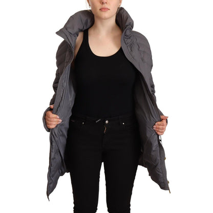 Roccobarocco Gray Quilted Long Sleeves Logo Patch Full Zip Jacket 1728,67345645728,Clothing,Gray,IT46|XL,Jackets & Coats - Clothing,Jackets & Coats - Women - Clothing,Material: Polyester,New with tags,Rain Coats - Jackets & Coats - Clothing,Roccobarocco,W