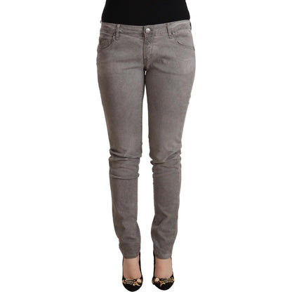 Acht Light Gray Washed Cotton Slim Fit Denim Jeans