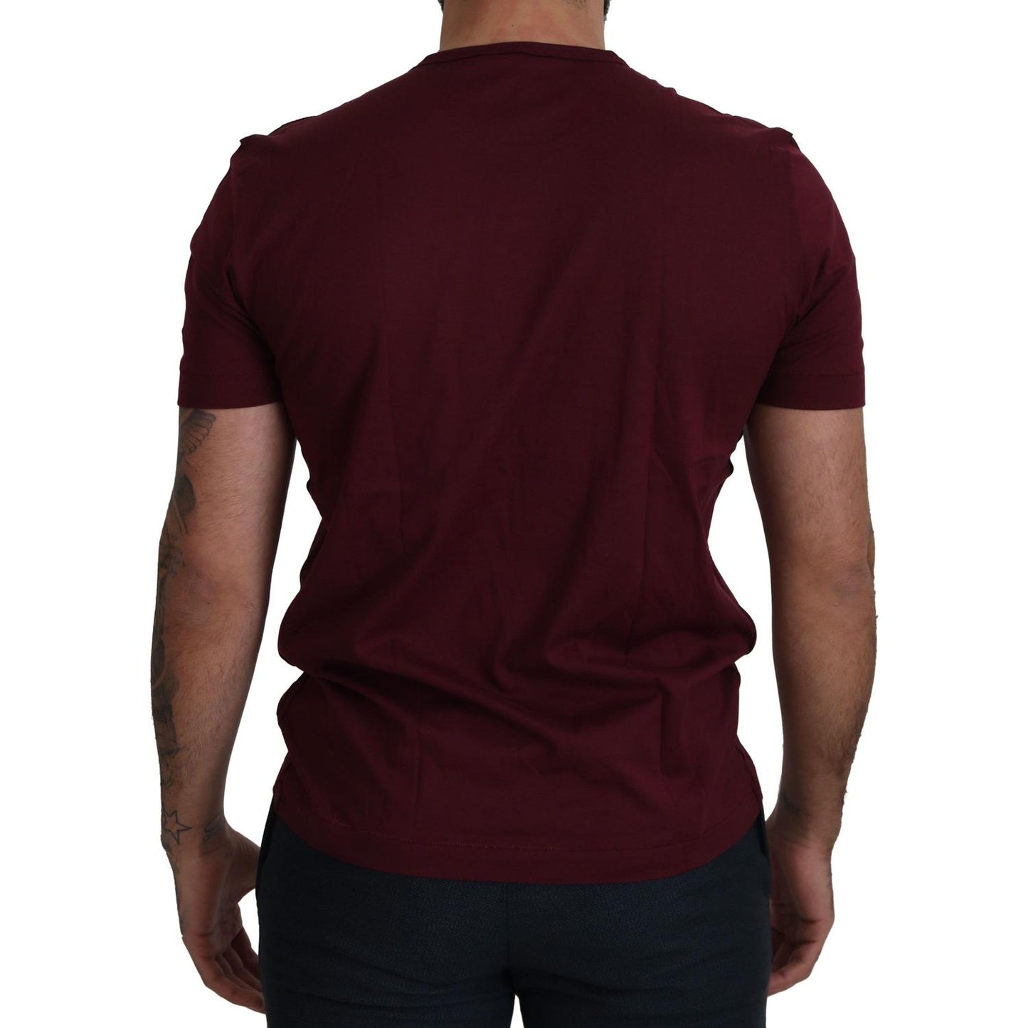Dolce & Gabbana Bordeaux Roses Cotton Crewneck T-shirt TSH7481- 50