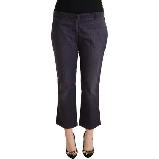Jucca Black Low Waist Folded Hem Flared Cropped Pants 1728,67345645728,Black,Clothing,Cropped Pants - Pants - Clothing,IT46|XL,Jeans & Pants - Women - Clothing,Jucca,Material: 98% Cotton 2% Elastane,New with tags,Pants - Clothing,Women,Women - Clothing