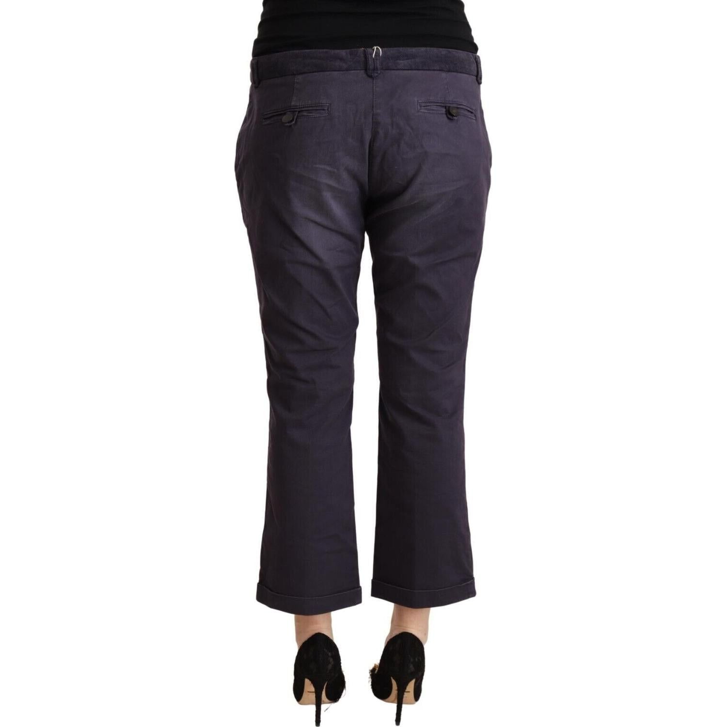 Jucca Black Low Waist Folded Hem Flared Cropped Pants