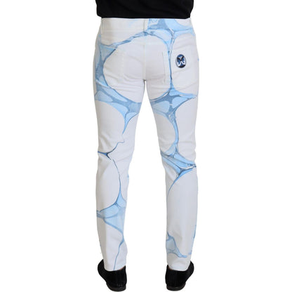 Dolce & Gabbana White Blue Denim Cotton Jeans Stretch Skinny Fit Pant Dolce & Gabbana