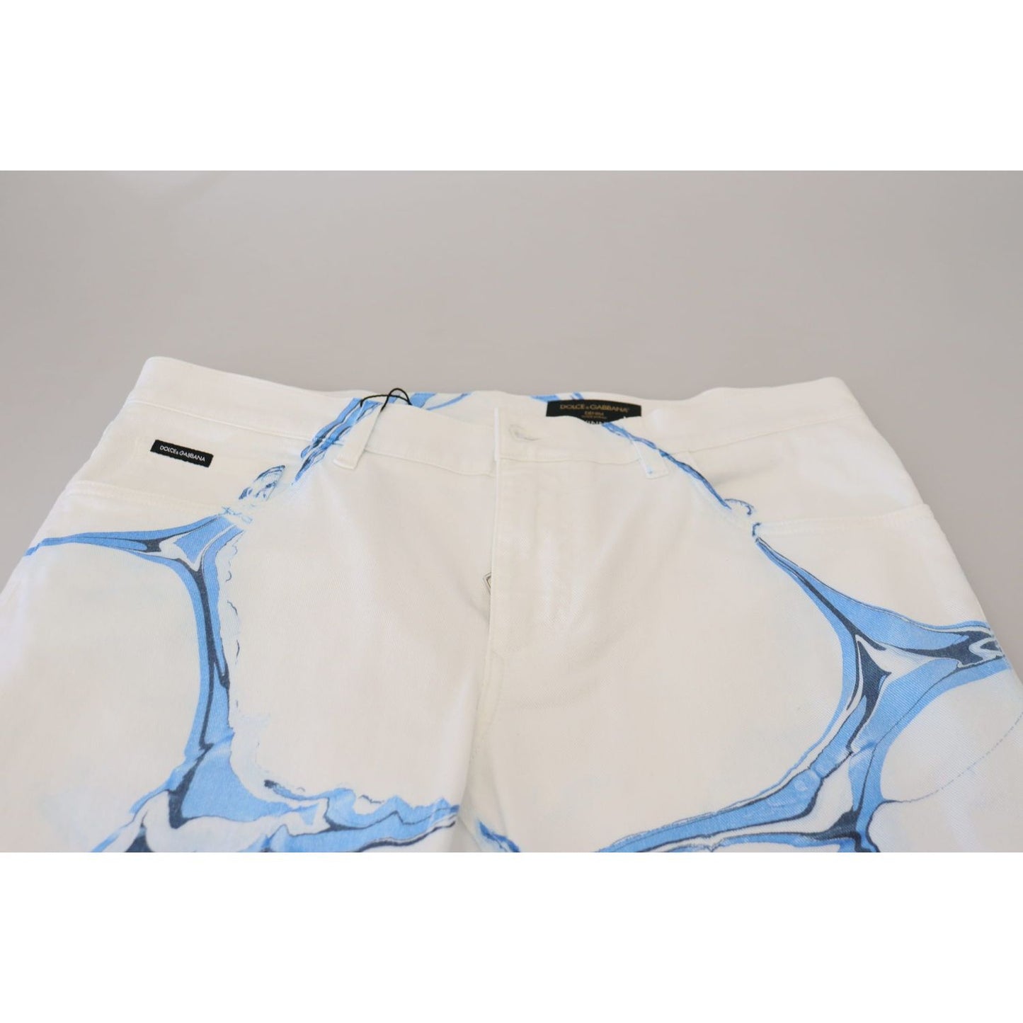 Dolce & Gabbana White Blue Denim Cotton Jeans Stretch Skinny Fit Pant Dolce & Gabbana
