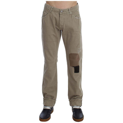 Acht Beige Cotton Patchwork Jeans