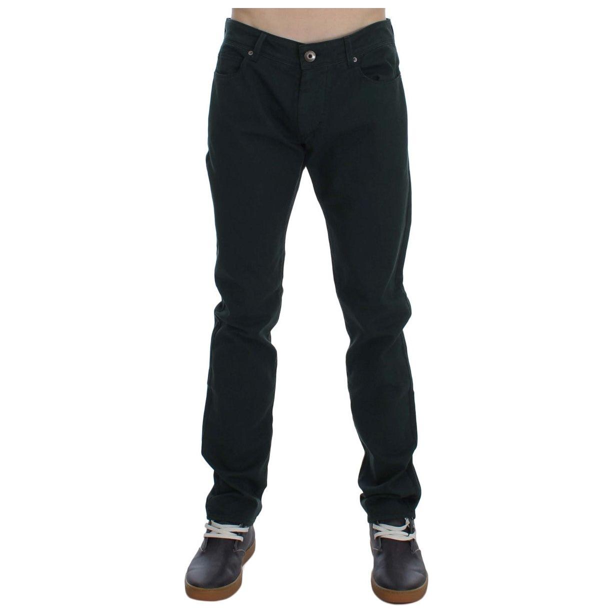 Ermanno Scervino Green Cotton Denim Stretch Straight Fit Jeans