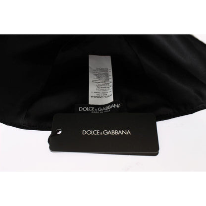 Dolce & Gabbana Black Wool White Floral Gold Leaf Hat 1728,67345645728,Accessories,Black,Dolce & Gabbana,Hats - Accessories,Hats - Women - Accessories,Material: 100% Wool,New with tags,Women,Women - Accessories