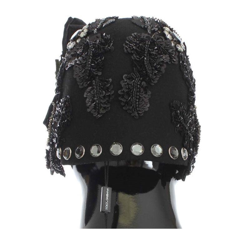 Dolce & Gabbana Black Crystal Gold Cherries Brooch Hat 10% Nylon,12% Viscose,1728,2% Silk,4% Acetate,4% Polyester,67345645728,8% Cotton,Accessories,Black,Dolce & Gabbana,Hats - Accessories,Hats - Women - Accessories,Material: 60% Wool,New with tags,Women,
