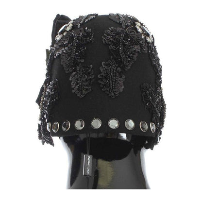 Dolce & Gabbana Black Crystal Gold Cherries Brooch Hat 10% Nylon,12% Viscose,1728,2% Silk,4% Acetate,4% Polyester,67345645728,8% Cotton,Accessories,Black,Dolce & Gabbana,Hats - Accessories,Hats - Women - Accessories,Material: 60% Wool,New with tags,Women,
