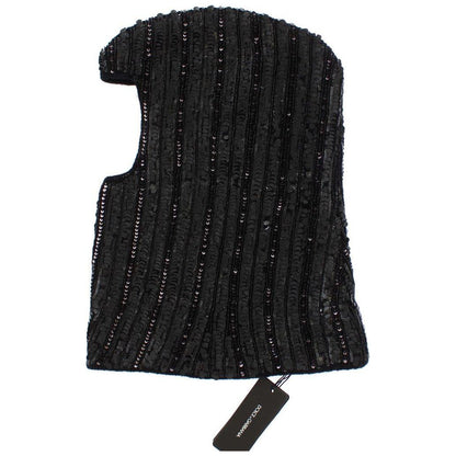 Dolce & Gabbana Black Knitted Sequin Hood Scarf Hat 1728,20% Glass,30% Plastic,5% Rayon,67345645728,Accessories,Black,Dolce & Gabbana,Hats - Accessories,Hats - Women - Accessories,Material: 45% Wool,New with tags,Scarves - Accessories,Scarves - Women - Ac