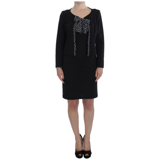 BENCIVENGA Black Stretch Sheath Dress & Sweater Set 1728,28% Viscose,5% Elastane,67345645728,BENCIVENGA,Black,Clothing,Dresses - Women - Clothing,IT42|M,IT46 | L,Material: 67% Polyester,New with tags,Suits & Blazers - Clothing,Sweaters - Women - Clothing,