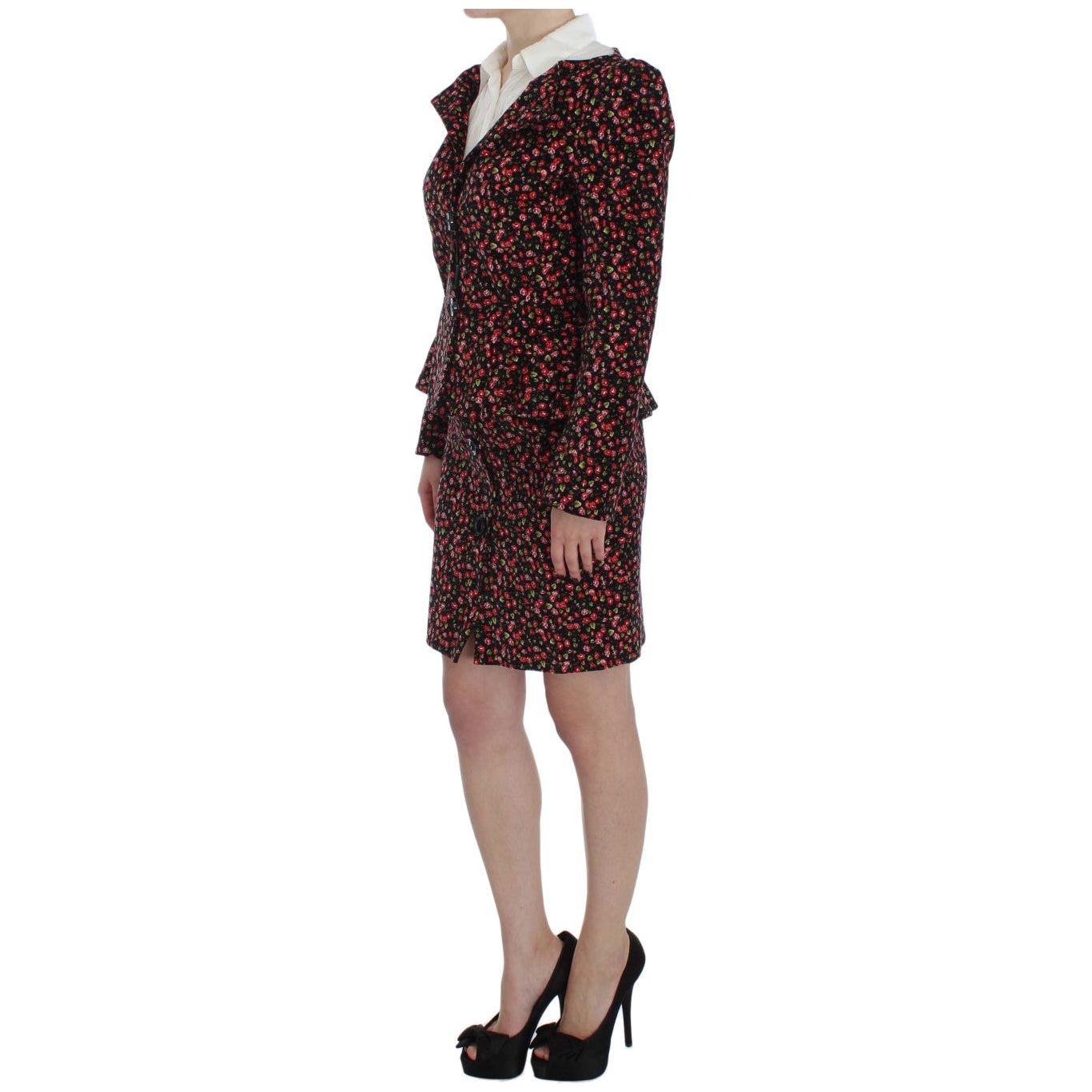 BENCIVENGA Black Multicolor Floral Suit 1728,32% Rayon,5% Spandex,67345645728,BENCIVENGA,Clothing,L,Material: 63% Plyester,Multicolor,New with tags,Skirt Suits - Suits & Blazers - Clothing,Skirts - Women - Clothing,Suits & Blazers - Clothing,Suits & Blaze