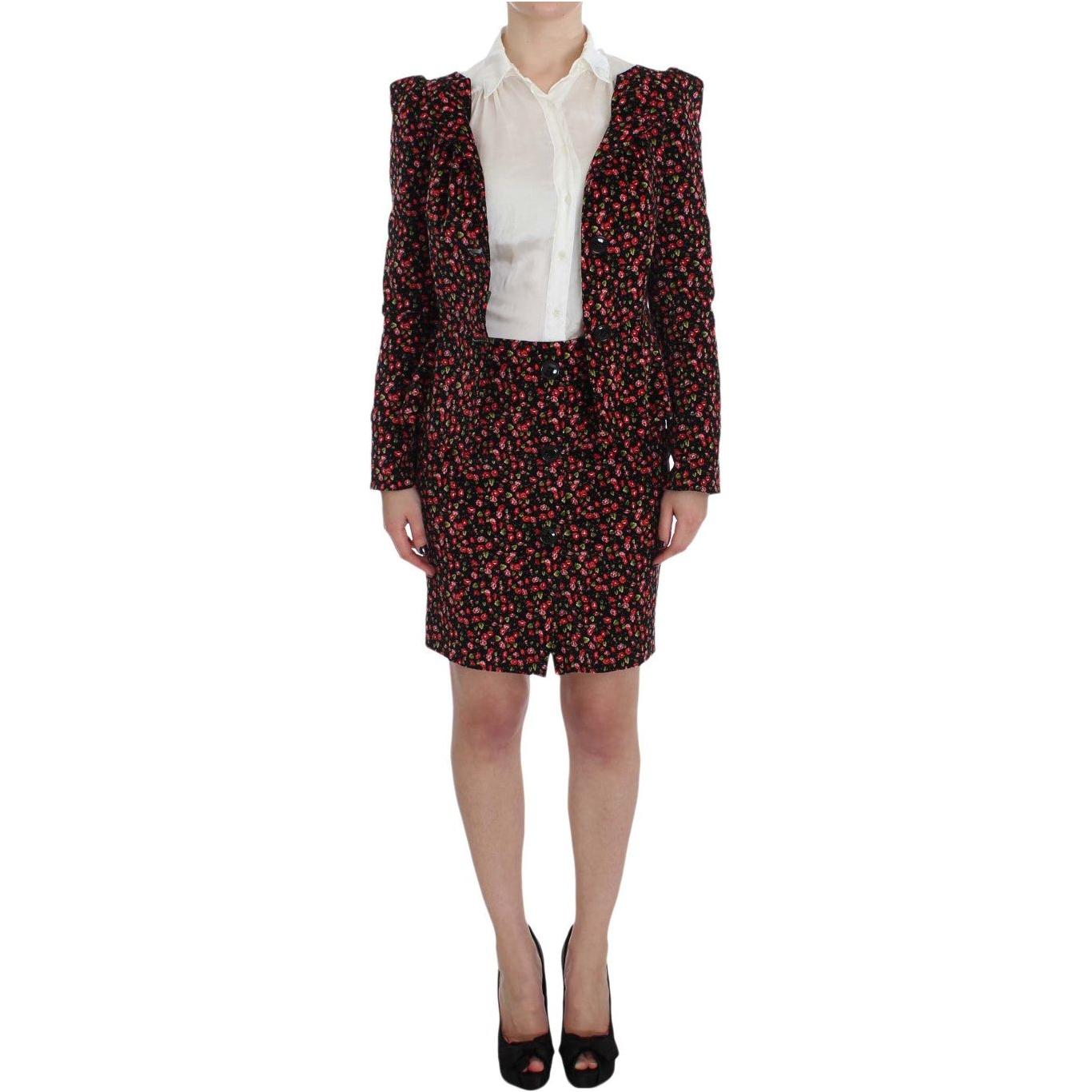 BENCIVENGA Black Multicolor Floral Suit 1728,32% Rayon,5% Spandex,67345645728,BENCIVENGA,Clothing,L,Material: 63% Plyester,Multicolor,New with tags,Skirt Suits - Suits & Blazers - Clothing,Skirts - Women - Clothing,Suits & Blazers - Clothing,Suits & Blaze