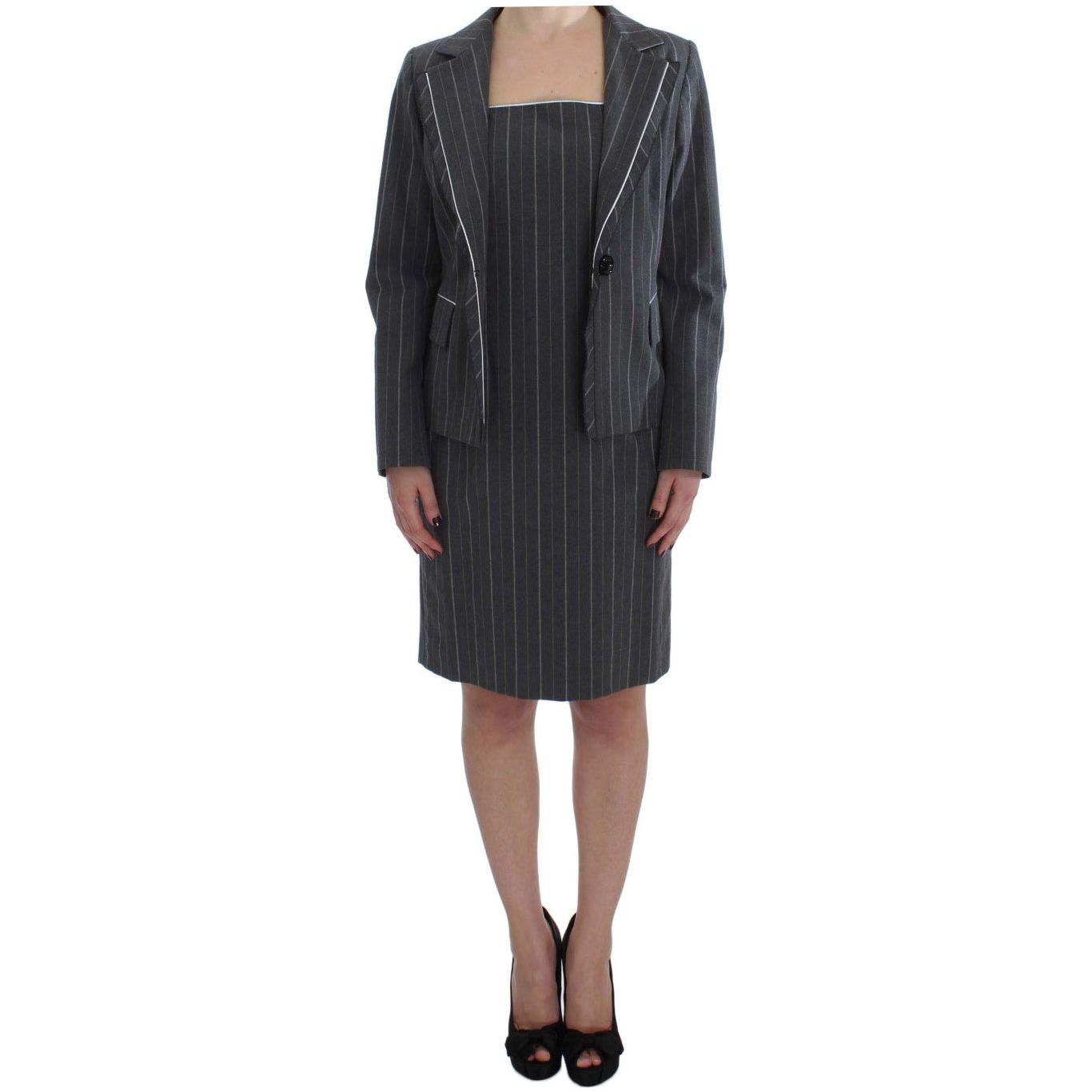 BENCIVENGA Gray Stretch Suit Sheath Dress & Blazer Set 1728,5% Elastane (stretch),67345645728,BENCIVENGA,Clothing,Dresses - Women - Clothing,Gray,IT44|L,IT50 | XXL,IT52 | XL,Material: 95% Cotton,New with tags,Suits & Blazers - Clothing,Suits & Blazers - W