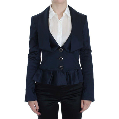 Exte Blue Three Button Single Breasted Blazer Jacket 1728,4% Elastane,45% Nylon,67345645728,Blazers - Suits & Blazers - Clothing,Blue,Clothing,Exte,IT40|S,Material: 51% Acetate,New with tags,Suits & Blazers - Clothing,Suits & Blazers - Women - Clothing,Wo