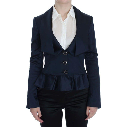 Exte Blue Three Button Single Breasted Blazer Jacket 1728,4% Elastane,45% Nylon,67345645728,Blazers - Suits & Blazers - Clothing,Blue,Clothing,Exte,IT40|S,Material: 51% Acetate,New with tags,Suits & Blazers - Clothing,Suits & Blazers - Women - Clothing,Wo