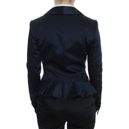 Exte Blue Three Button Single Breasted Blazer Jacket 1728,4% Elastane,45% Nylon,67345645728,Blazers - Suits & Blazers - Clothing,Blue,Clothing,Exte,IT40|S,Material: 51% Acetate,New with tags,Suits & Blazers - Clothing,Suits & Blazers - Women - Clothing,Wo