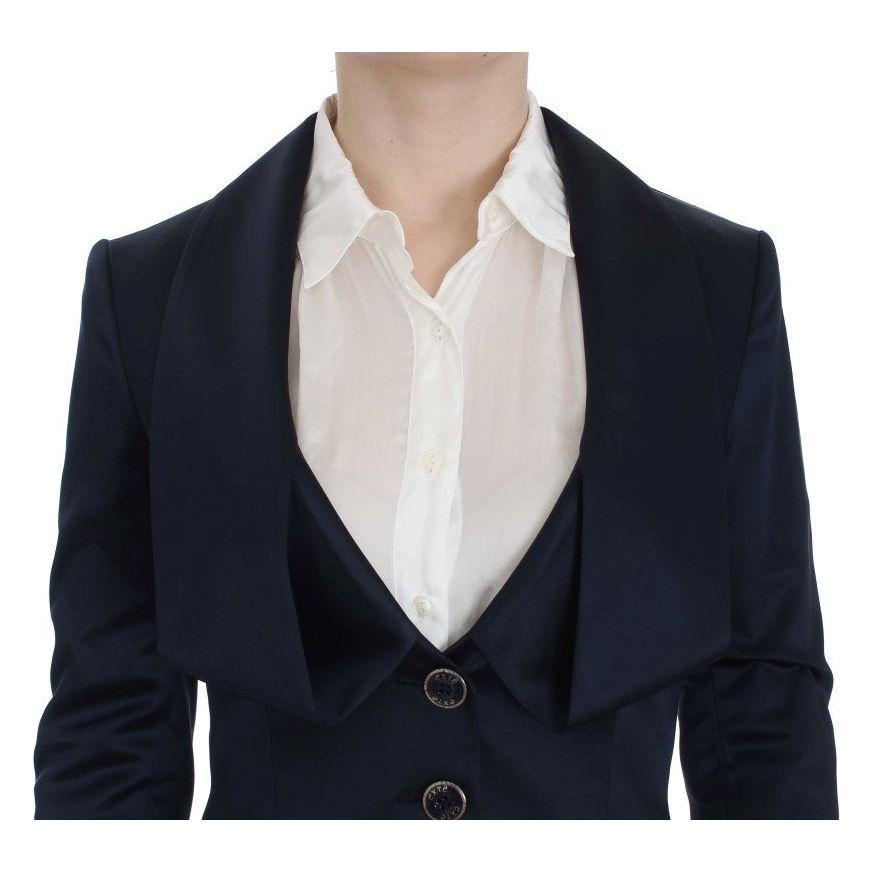 Exte Blue Three Button Single Breasted Blazer Jacket 1728,4% Elastane,45% Nylon,67345645728,Blazers - Suits & Blazers - Clothing,Blue,Clothing,Exte,IT40|S,Material: 51% Acetate,New with tags,Suits & Blazers - Clothing,Suits & Blazers - Women - Clothing,Wo