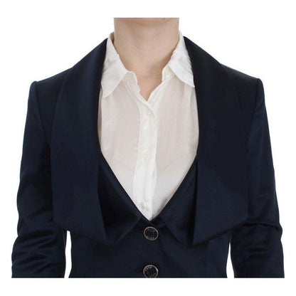 Exte Blue Three Button Single Breasted Blazer Jacket 1728,4% Elastane,45% Nylon,67345645728,Blazers - Suits & Blazers - Clothing,Blue,Clothing,Exte,IT40|S,Material: 51% Acetate,New with tags,Suits & Blazers - Clothing,Suits & Blazers - Women - Clothing,Wo