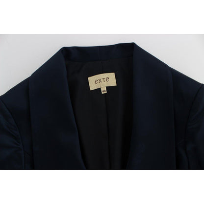 Exte Blue Three Button Single Breasted Blazer Jacket 1728,4% Elastane,45% Nylon,67345645728,Blazers - Suits & Blazers - Clothing,Blue,Clothing,Exte,IT40|S,Material: 51% Acetate,New with tags,Suits & Blazers - Clothing,Suits & Blazers - Women - Clothing,Wo