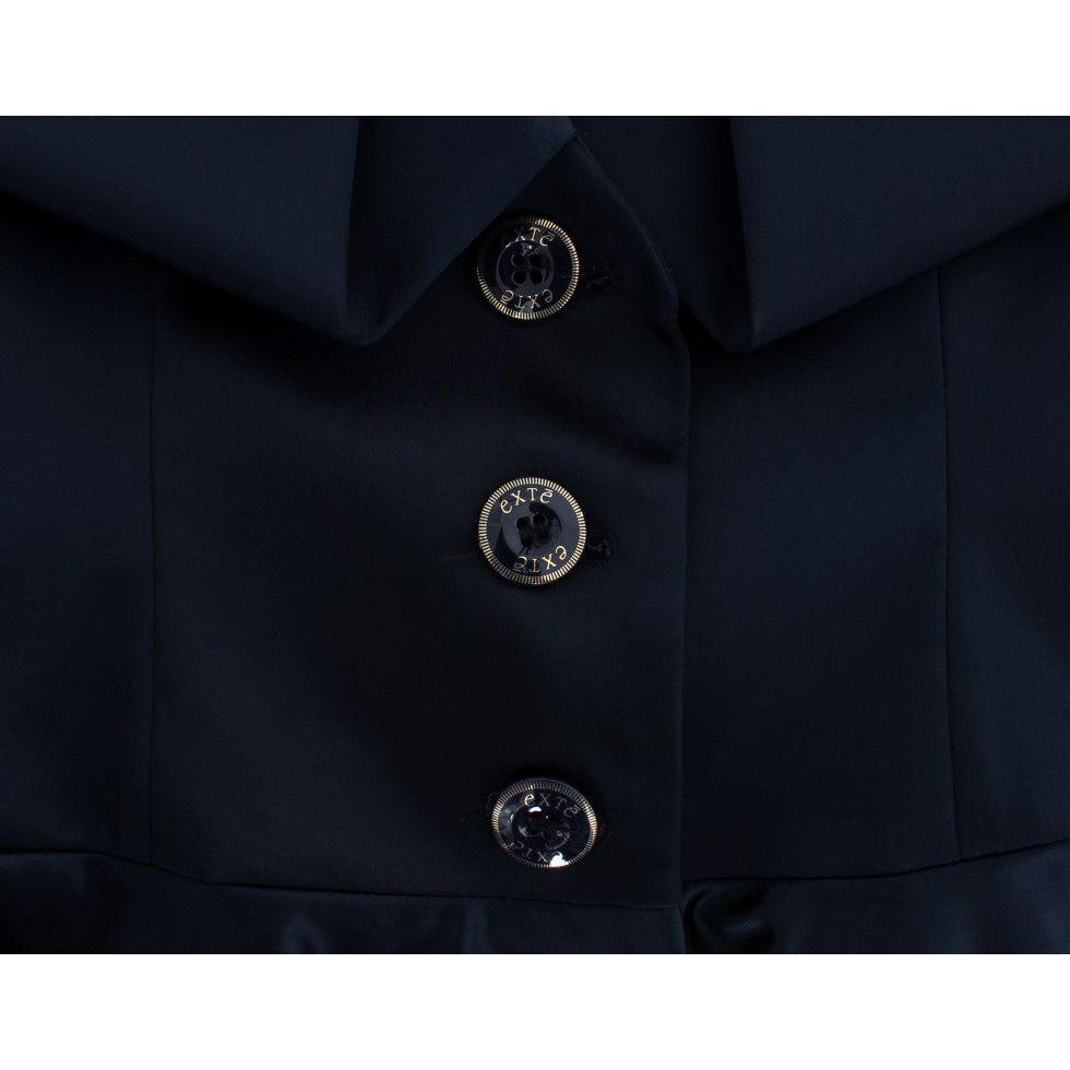 Exte Blue Three Button Single Breasted Blazer Jacket 1728,4% Elastane,45% Nylon,67345645728,Blazers - Suits & Blazers - Clothing,Blue,Clothing,Exte,IT40|S,Material: 51% Acetate,New with tags,Suits & Blazers - Clothing,Suits & Blazers - Women - Clothing,Wo